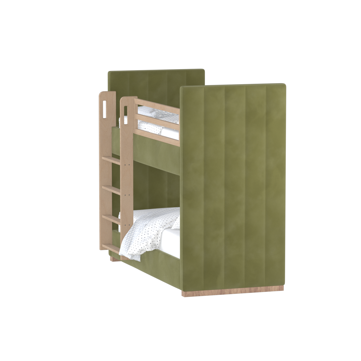 Paolo Bunk Bed with Soft Upholstery and Beechwood Accents
