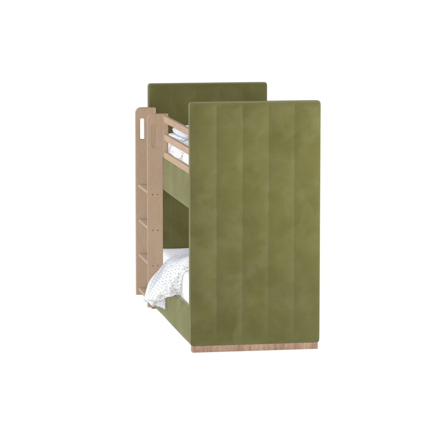 Paolo Bunk Bed with Soft Upholstery and Beechwood Accents