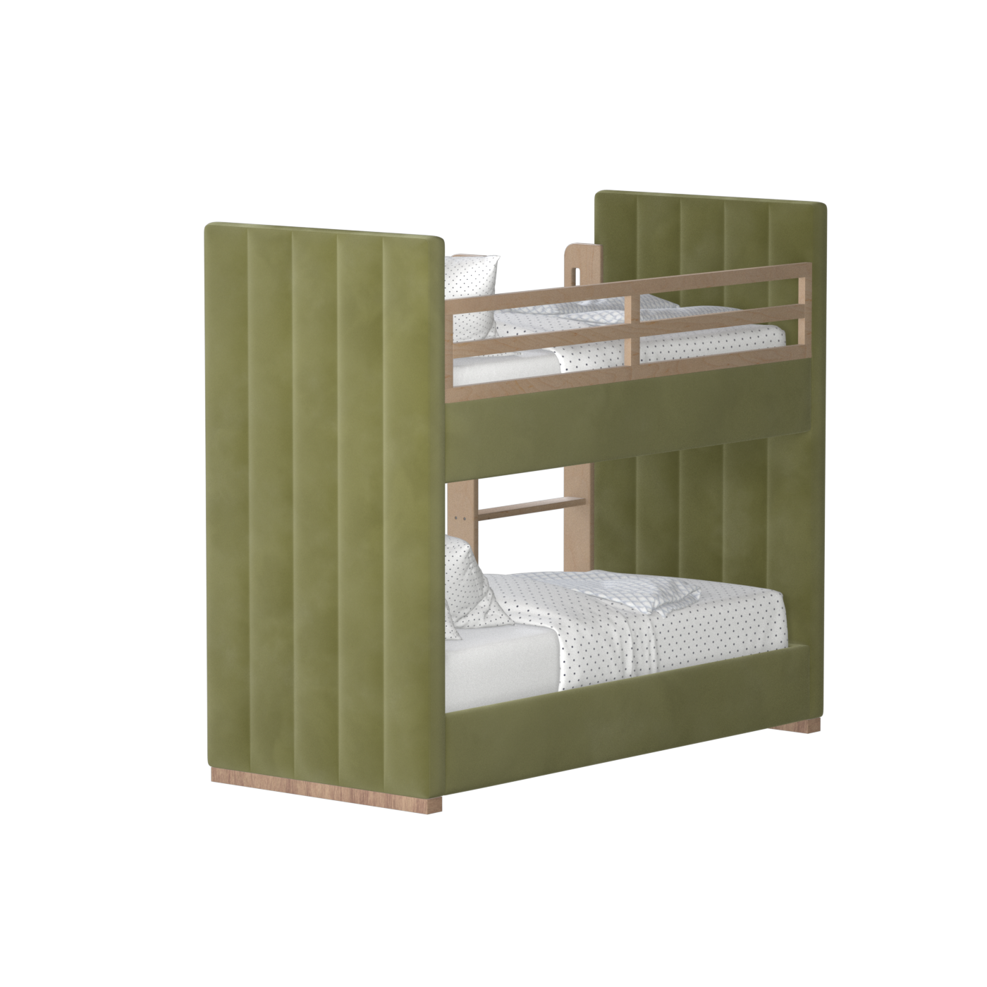 Paolo Bunk Bed with Soft Upholstery and Beechwood Accents