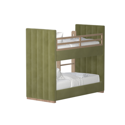 Paolo Bunk Bed with Soft Upholstery and Beechwood Accents