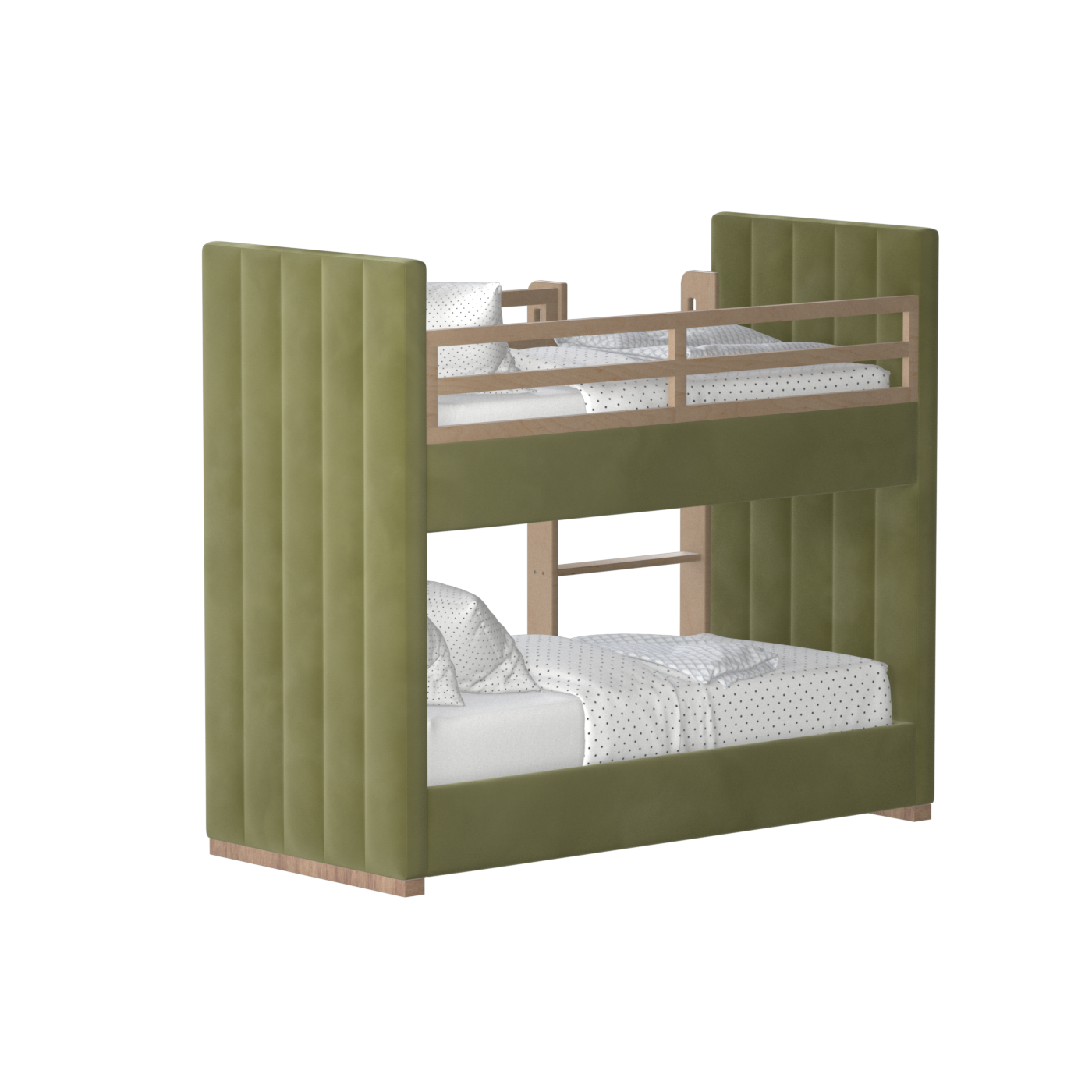 Paolo Bunk Bed with Soft Upholstery and Beechwood Accents