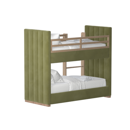 Paolo Bunk Bed with Soft Upholstery and Beechwood Accents