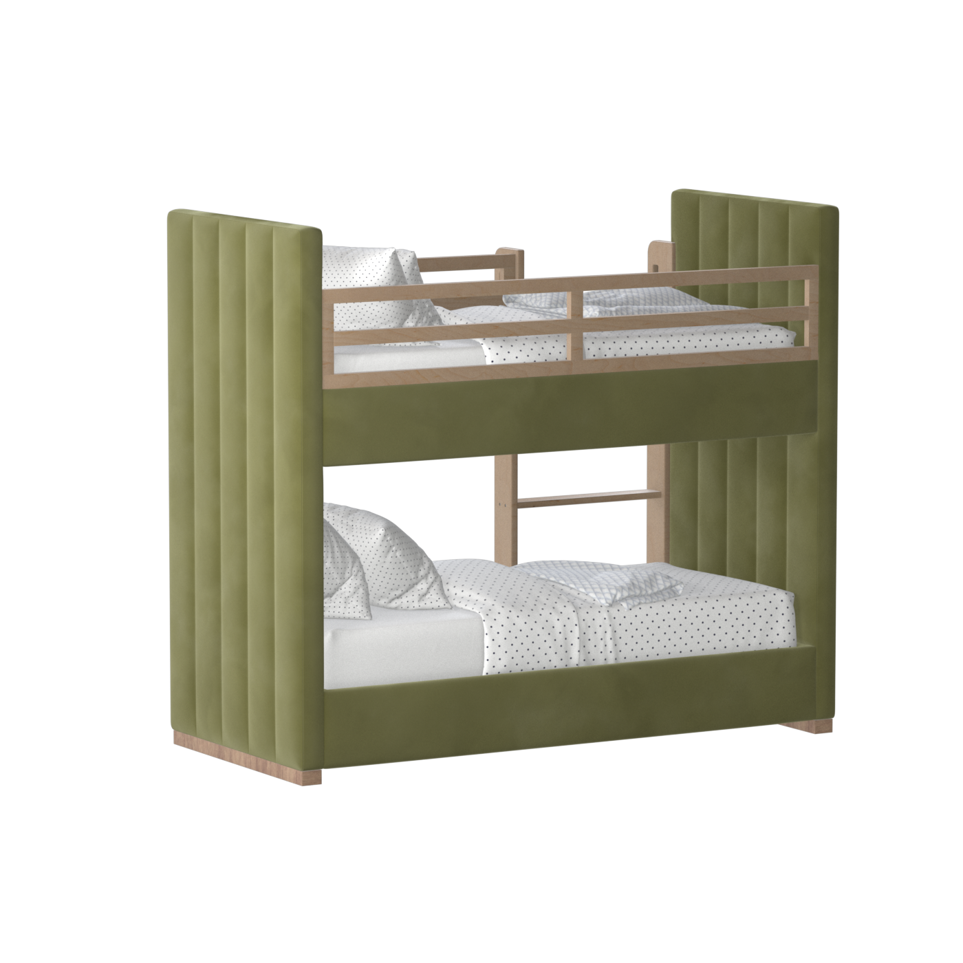 Paolo Bunk Bed with Soft Upholstery and Beechwood Accents
