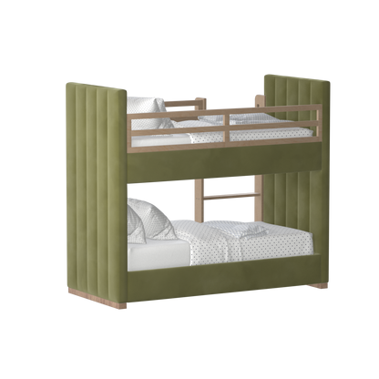 Paolo Bunk Bed with Soft Upholstery and Beechwood Accents