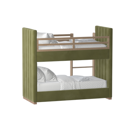 Paolo Bunk Bed with Soft Upholstery and Beechwood Accents