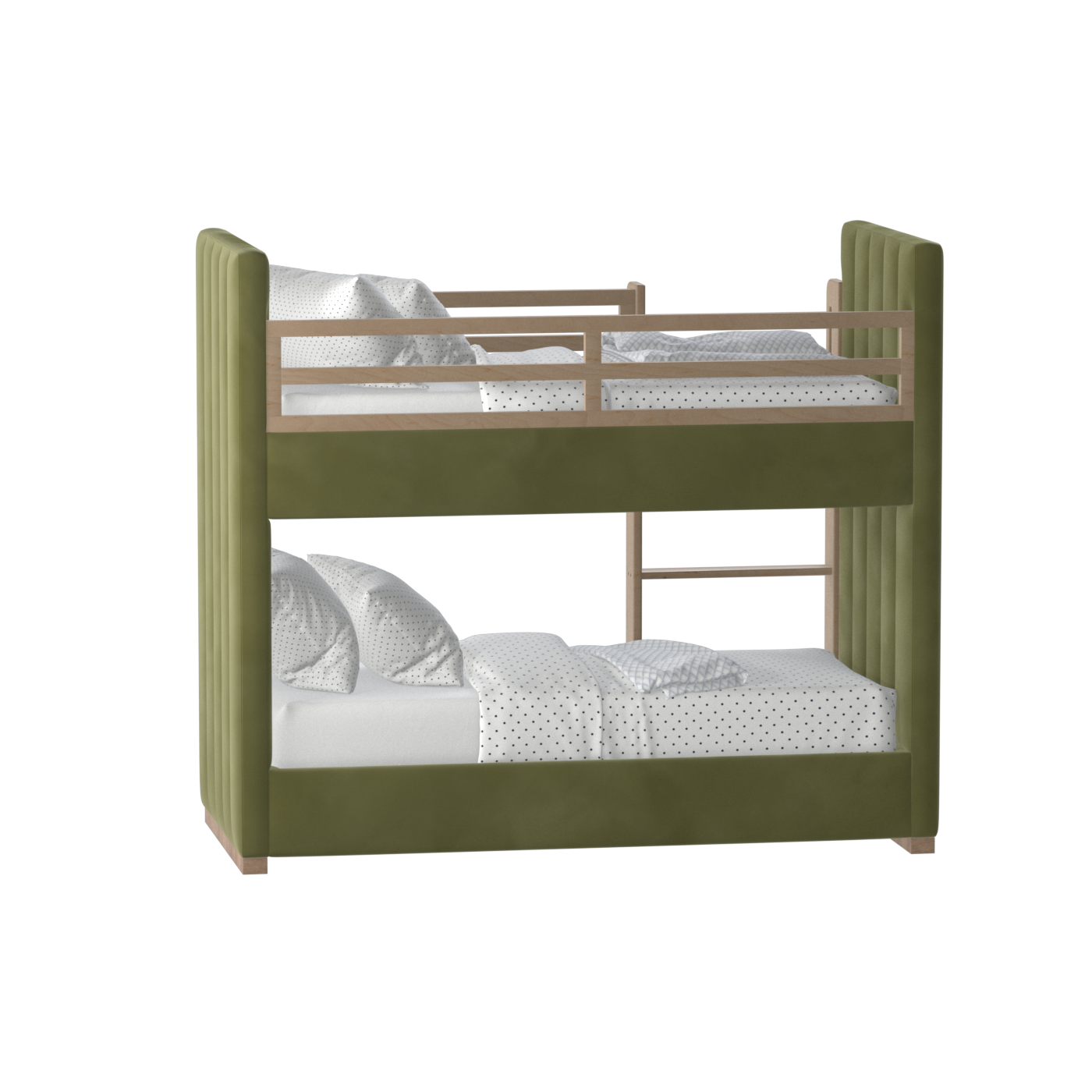 Paolo Bunk Bed with Soft Upholstery and Beechwood Accents