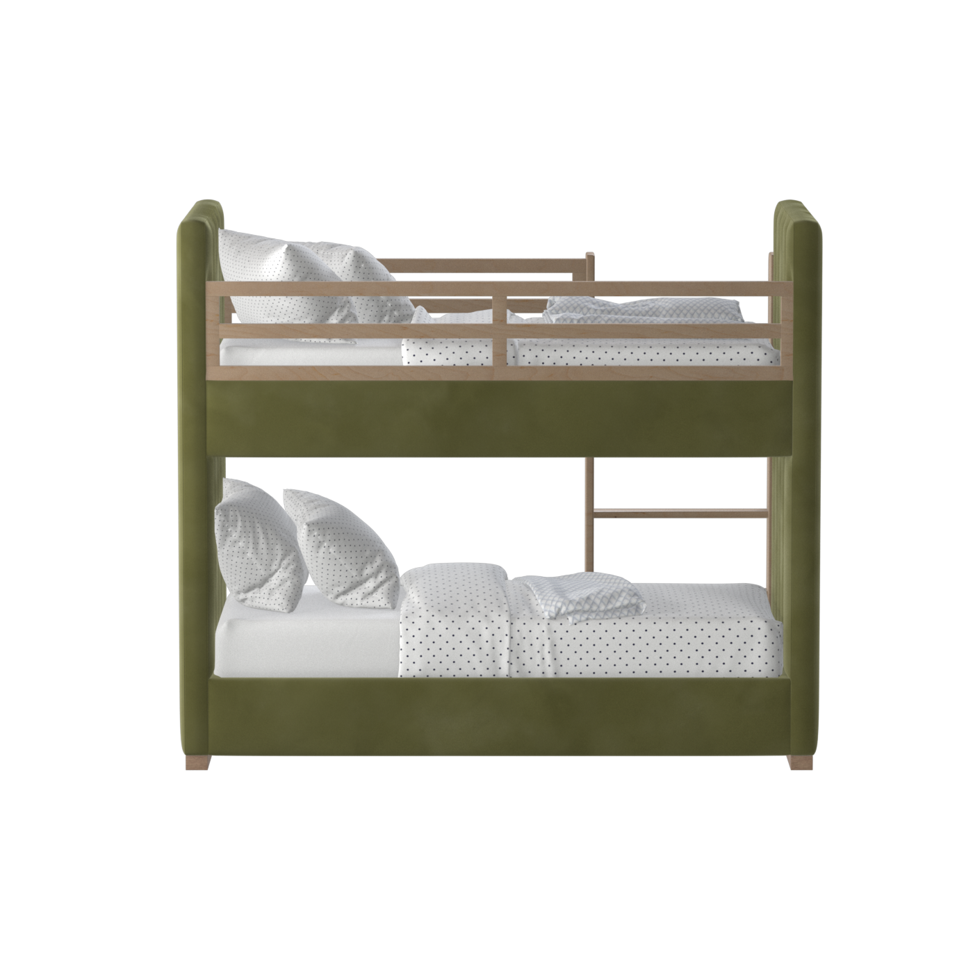 Paolo Bunk Bed with Soft Upholstery and Beechwood Accents