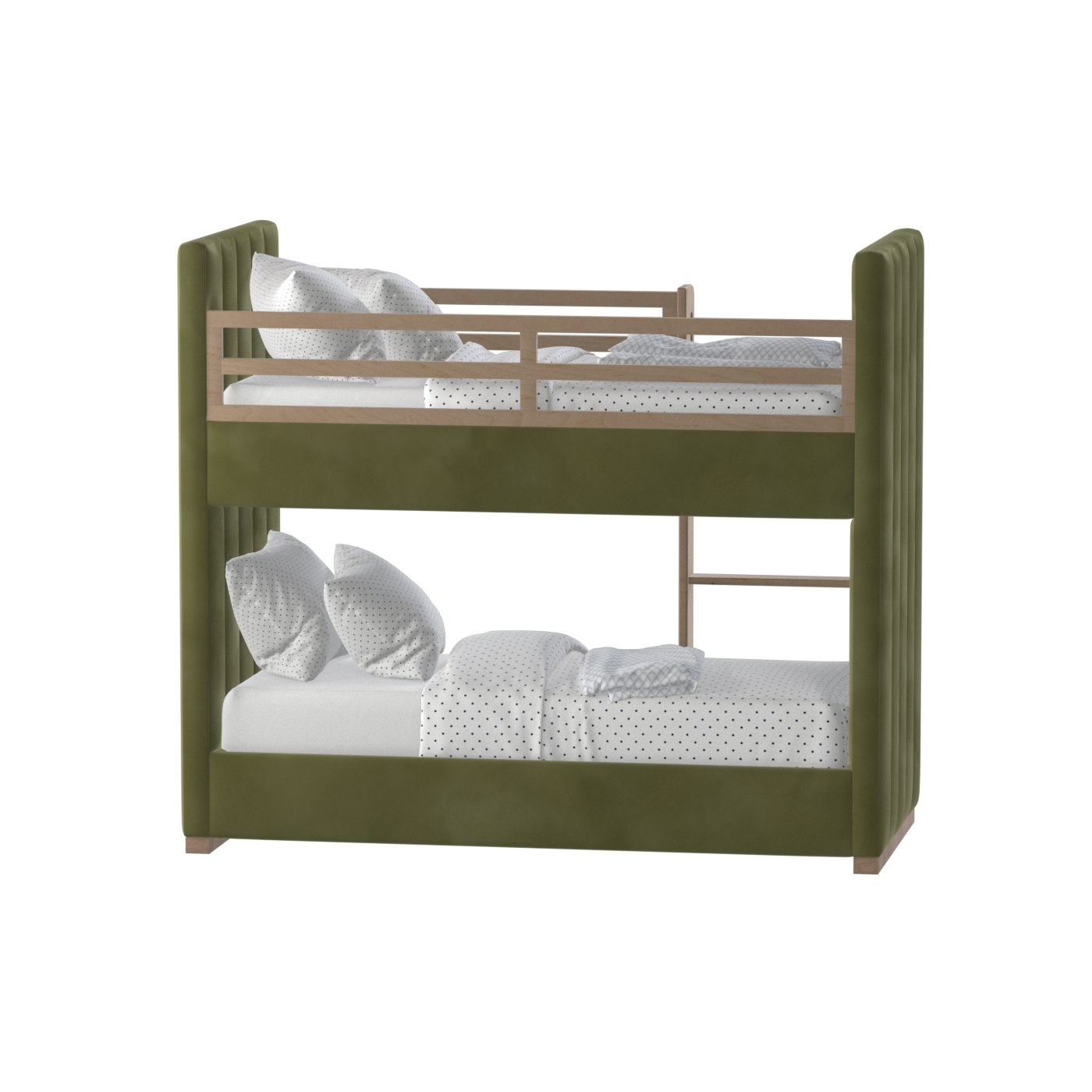 Paolo Bunk Bed with Soft Upholstery and Beechwood Accents