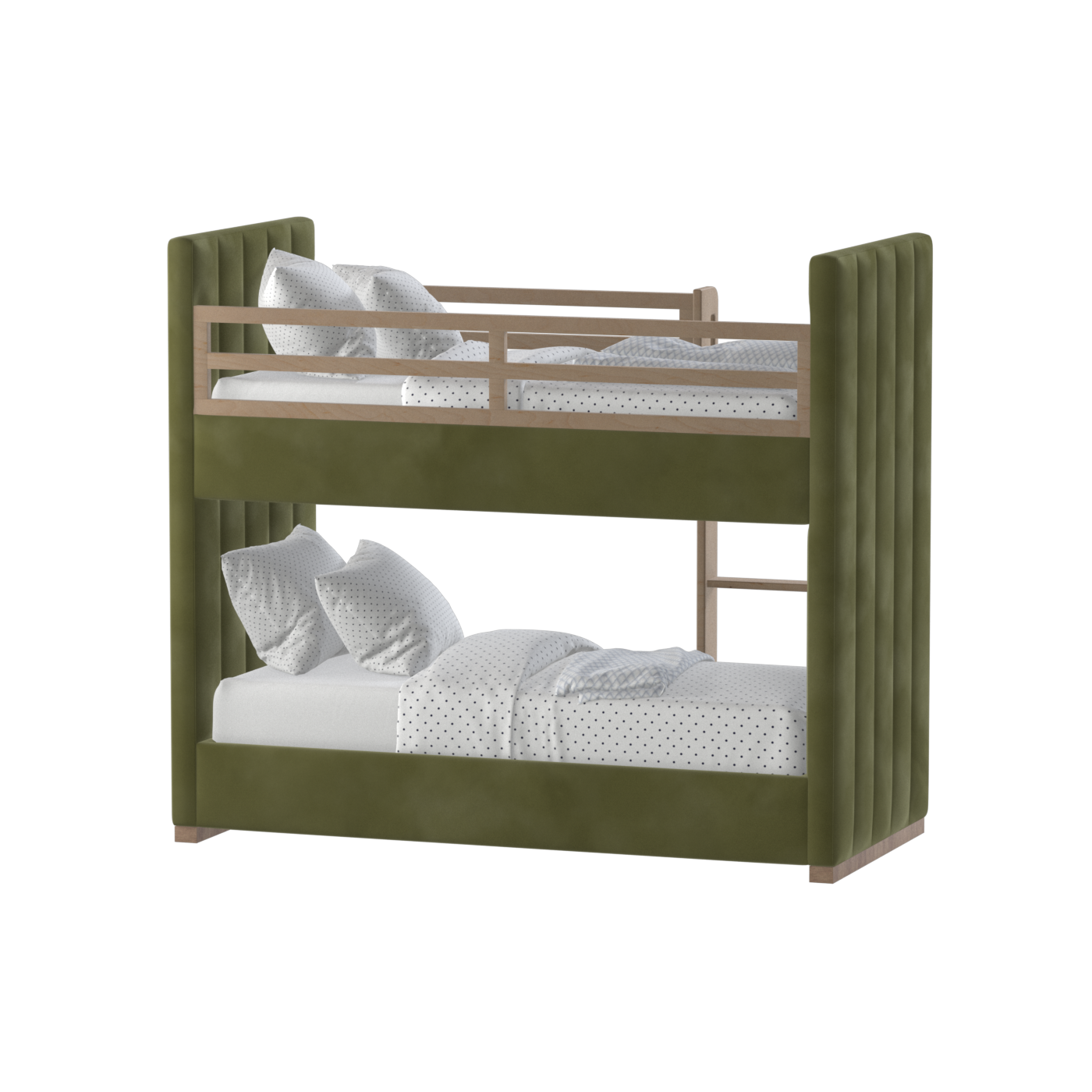 Paolo Bunk Bed with Soft Upholstery and Beechwood Accents
