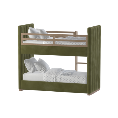 Paolo Bunk Bed with Soft Upholstery and Beechwood Accents