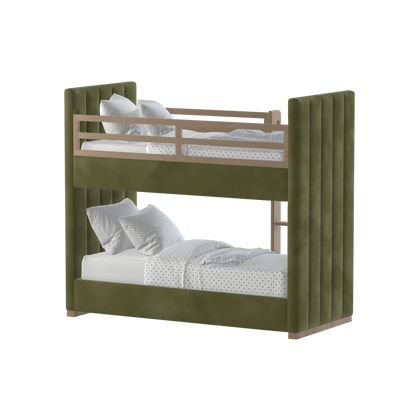 Paolo Bunk Bed with Soft Upholstery and Beechwood Accents