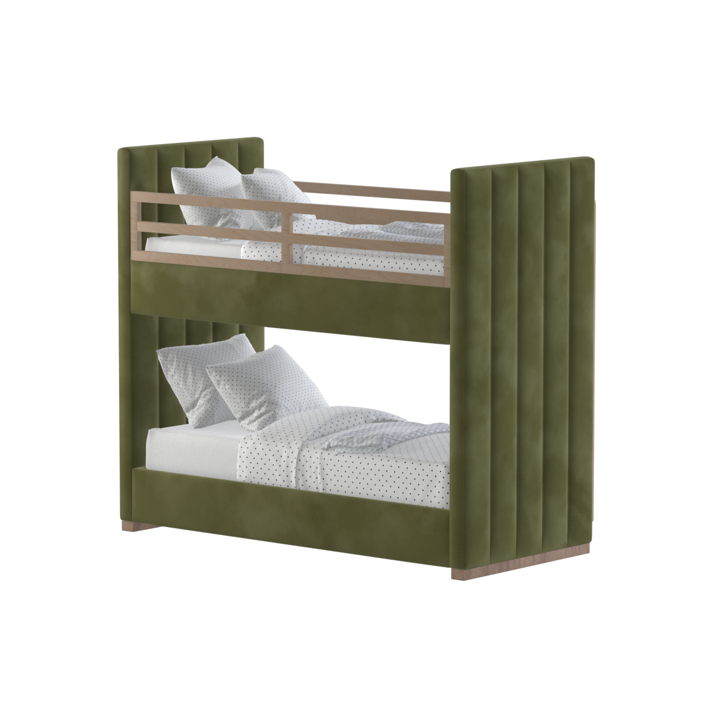 Paolo Bunk Bed with Soft Upholstery and Beechwood Accents