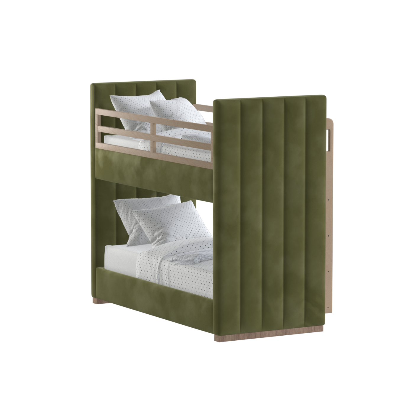 Paolo Bunk Bed with Soft Upholstery and Beechwood Accents