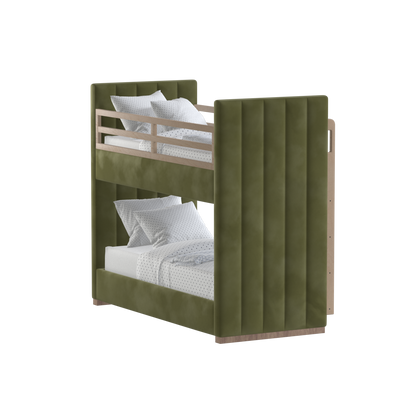 Paolo Bunk Bed with Soft Upholstery and Beechwood Accents