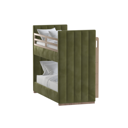 Paolo Bunk Bed with Soft Upholstery and Beechwood Accents