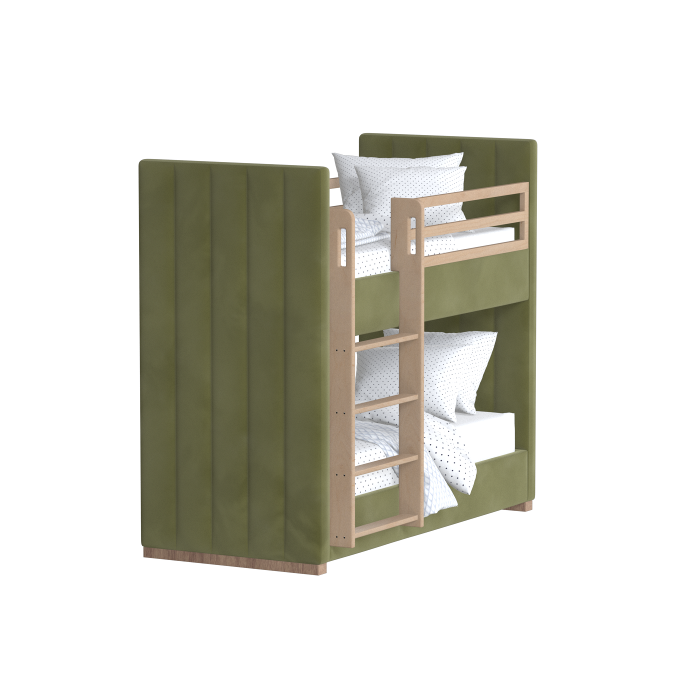 Paolo Bunk Bed with Soft Upholstery and Beechwood Accents