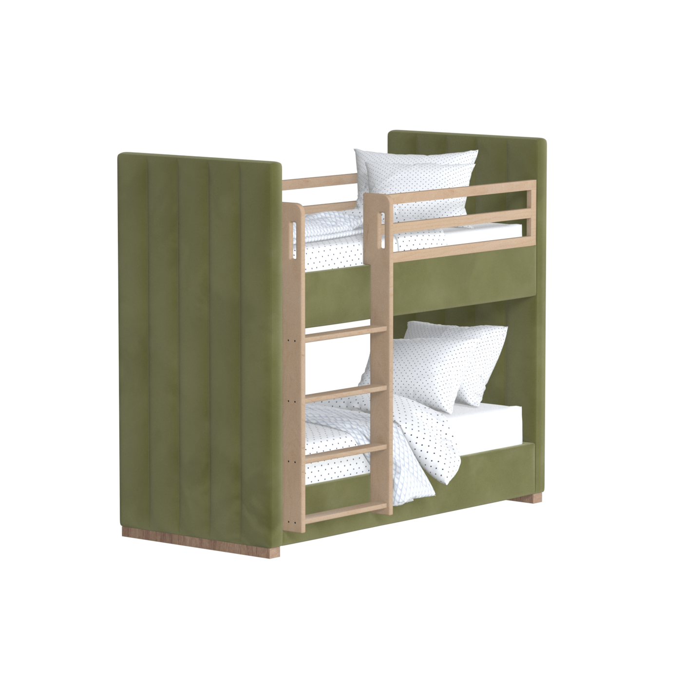 Paolo Bunk Bed with Soft Upholstery and Beechwood Accents
