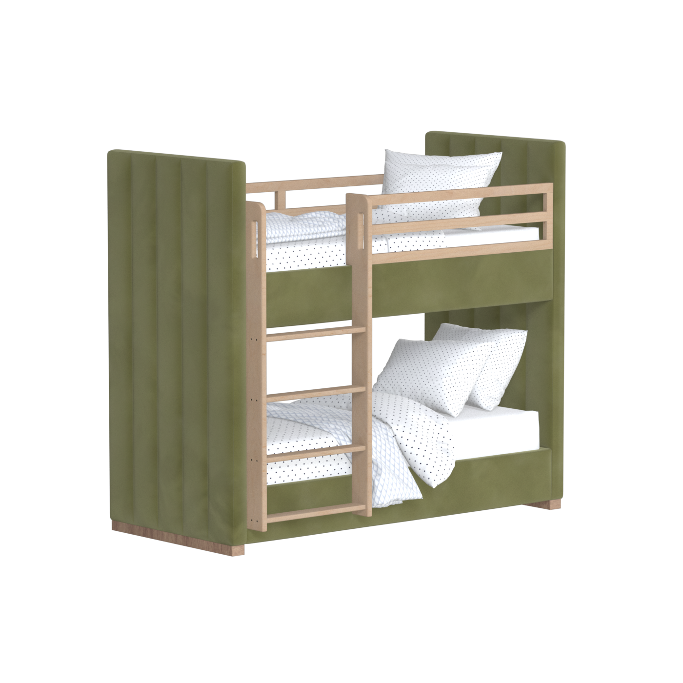 Paolo Bunk Bed with Soft Upholstery and Beechwood Accents
