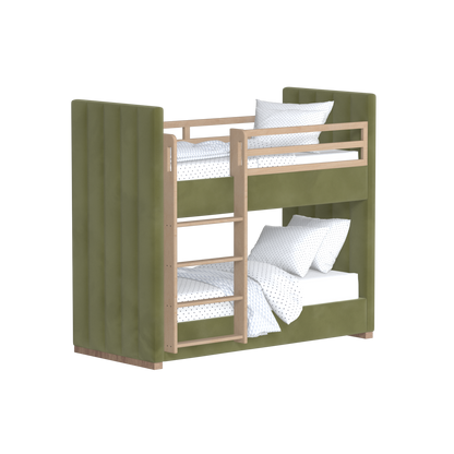 Paolo Bunk Bed with Soft Upholstery and Beechwood Accents