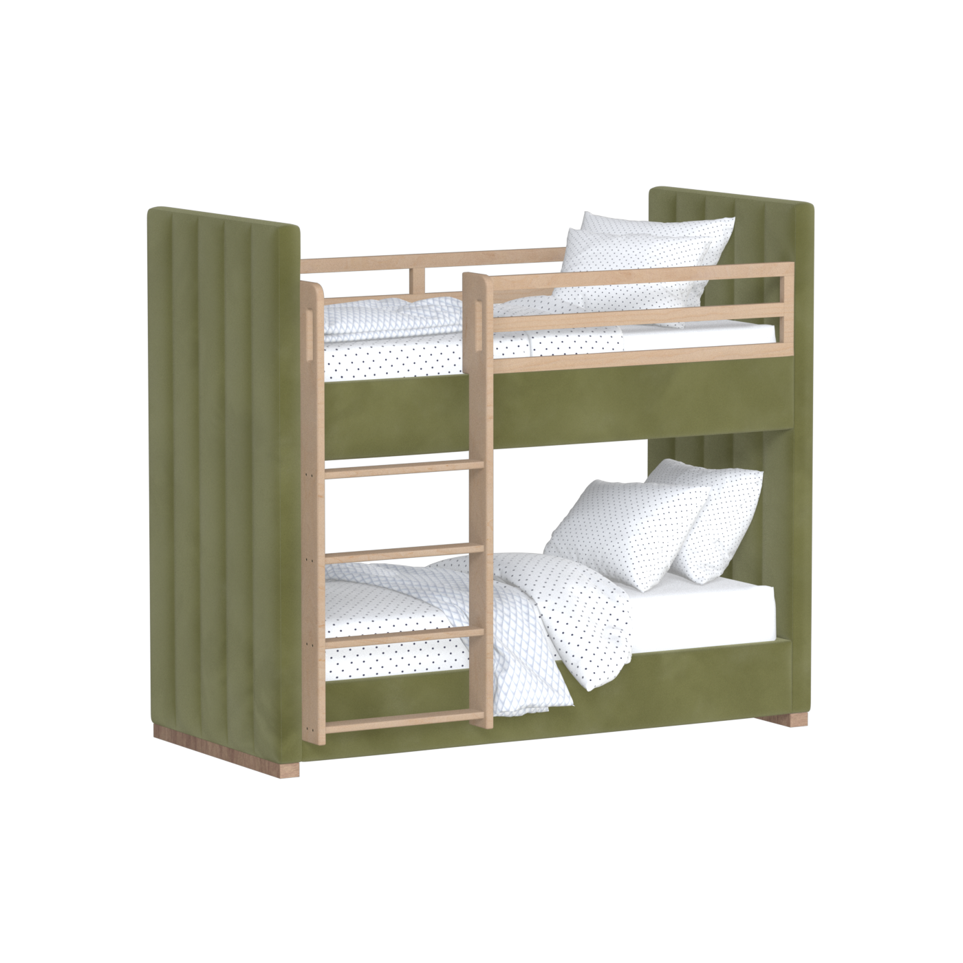 Paolo Bunk Bed with Soft Upholstery and Beechwood Accents
