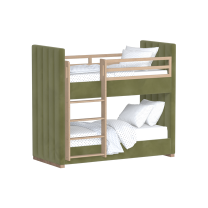 Paolo Bunk Bed with Soft Upholstery and Beechwood Accents