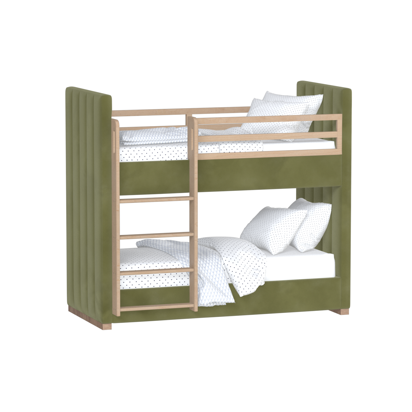 Paolo Bunk Bed with Soft Upholstery and Beechwood Accents