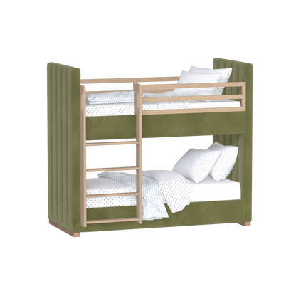 Paolo Bunk Bed with Soft Upholstery and Beechwood Accents