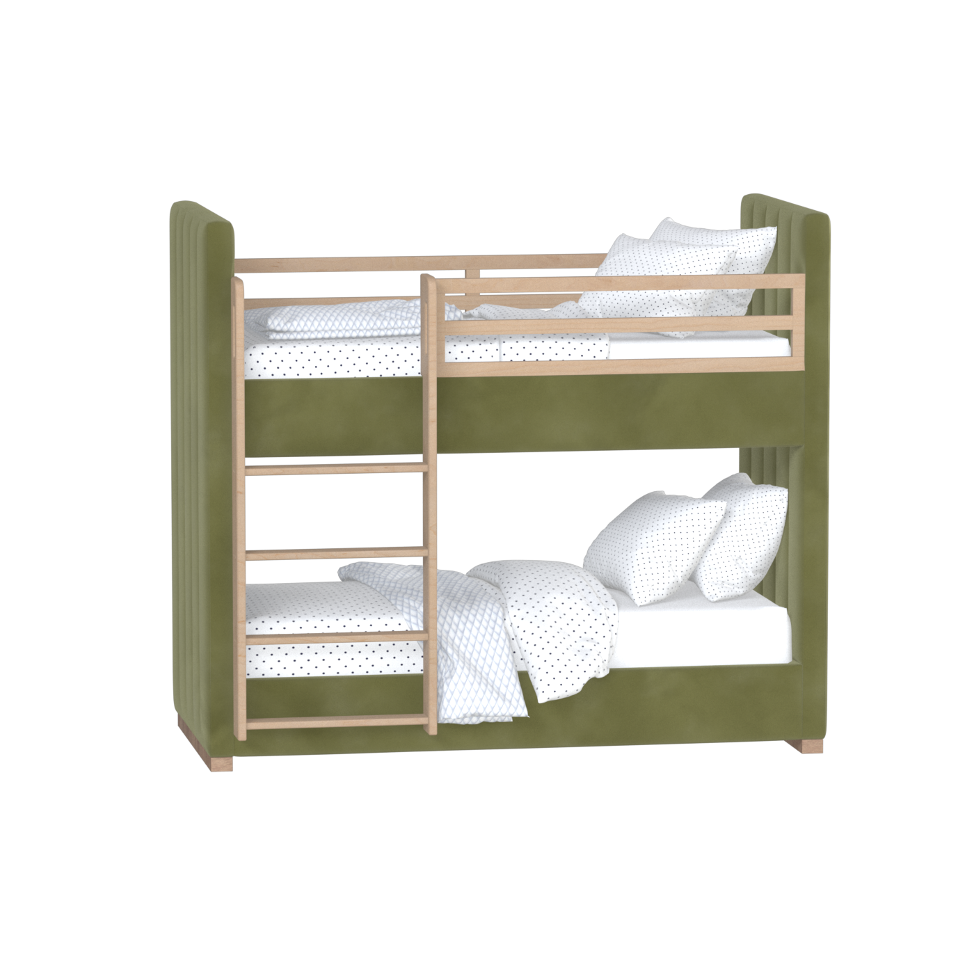 Paolo Bunk Bed with Soft Upholstery and Beechwood Accents