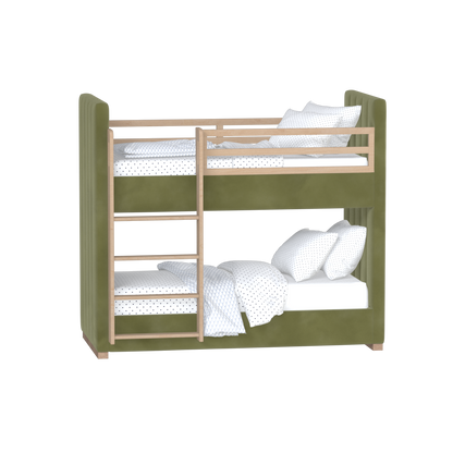 Paolo Bunk Bed with Soft Upholstery and Beechwood Accents
