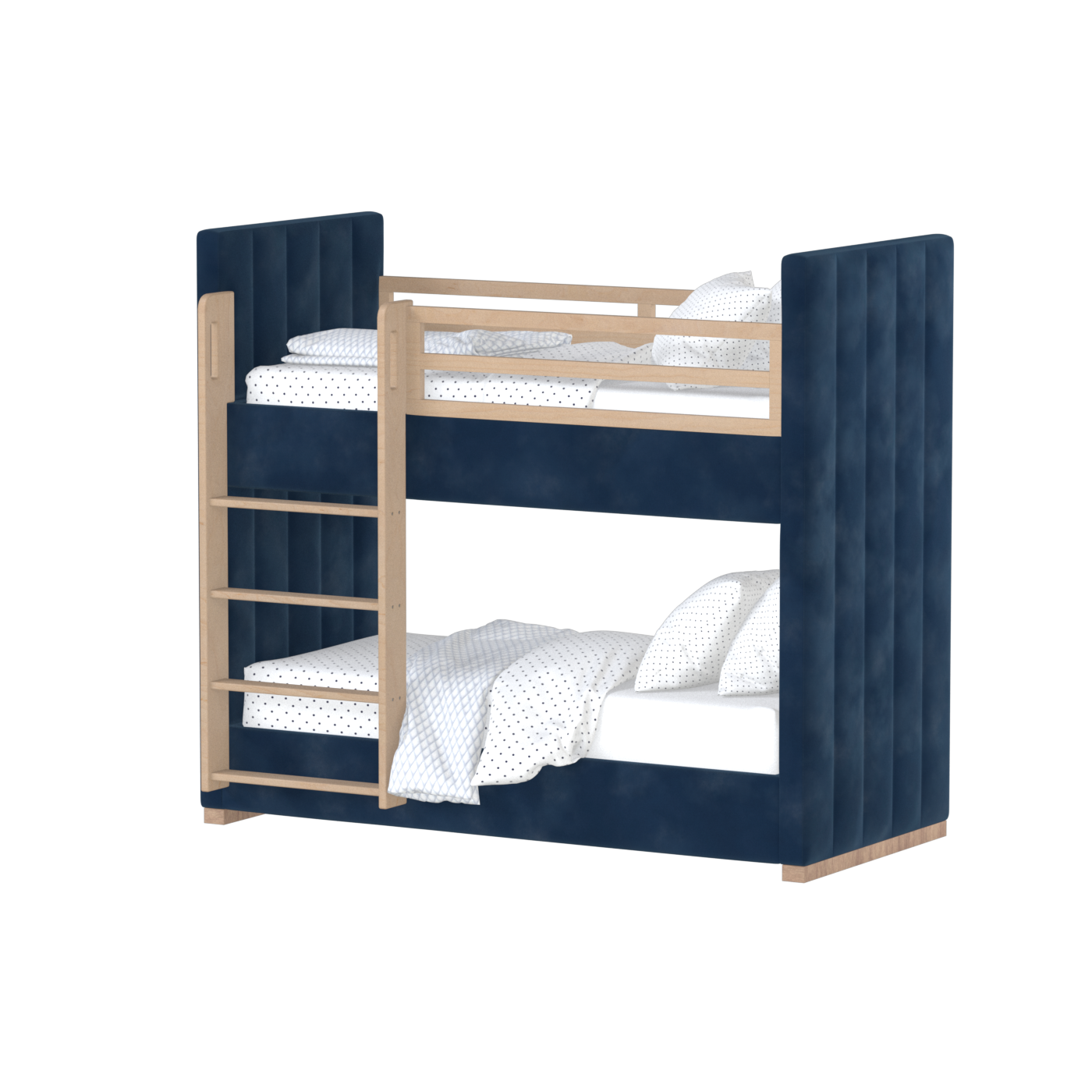 Paolo Bunk Bed with Soft Upholstery and Beechwood Accents