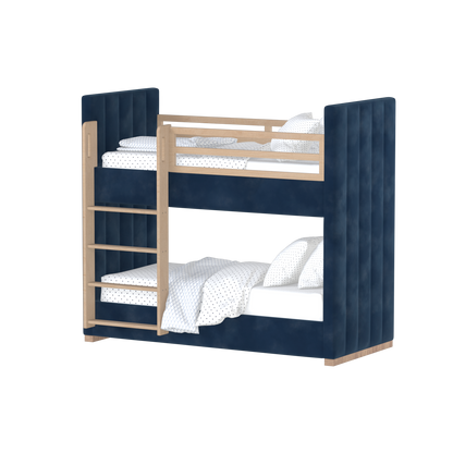 Paolo Bunk Bed with Soft Upholstery and Beechwood Accents