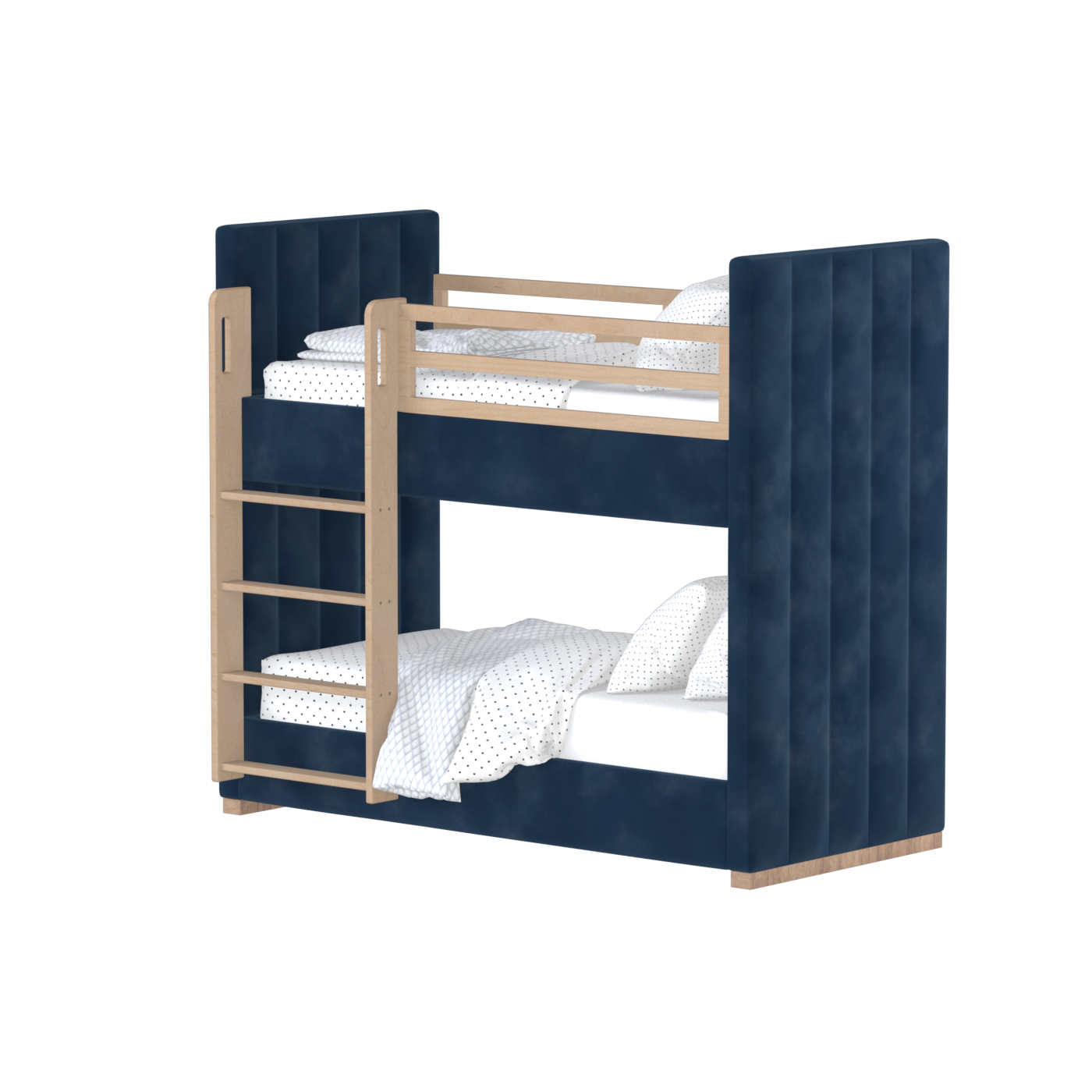 Paolo Bunk Bed with Soft Upholstery and Beechwood Accents