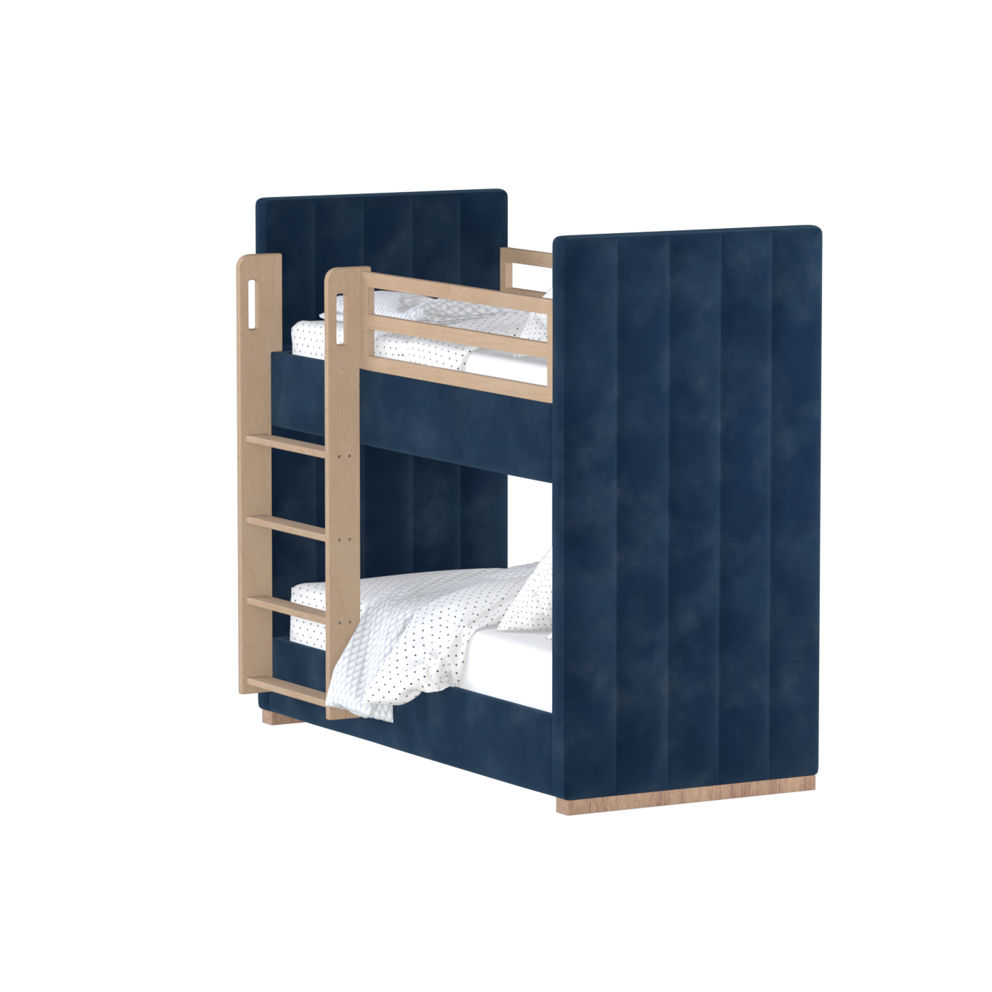 Paolo Bunk Bed with Soft Upholstery and Beechwood Accents