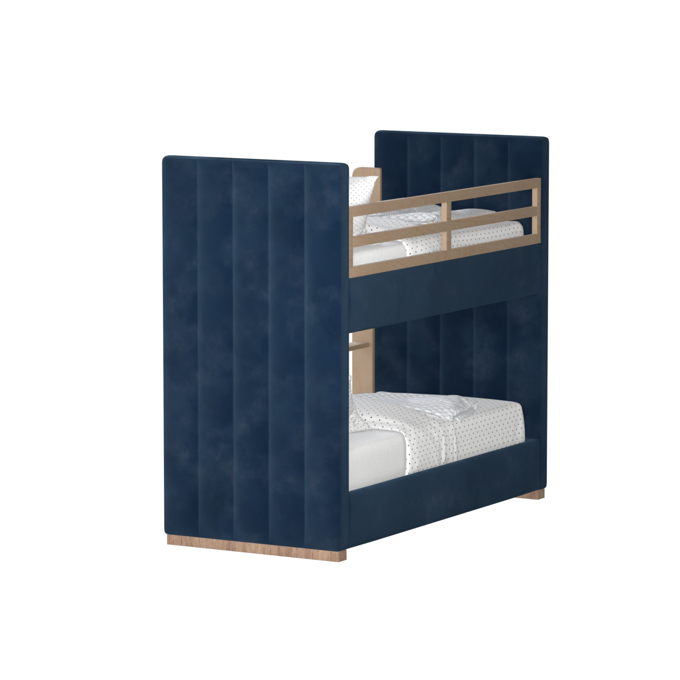 Paolo Bunk Bed with Soft Upholstery and Beechwood Accents
