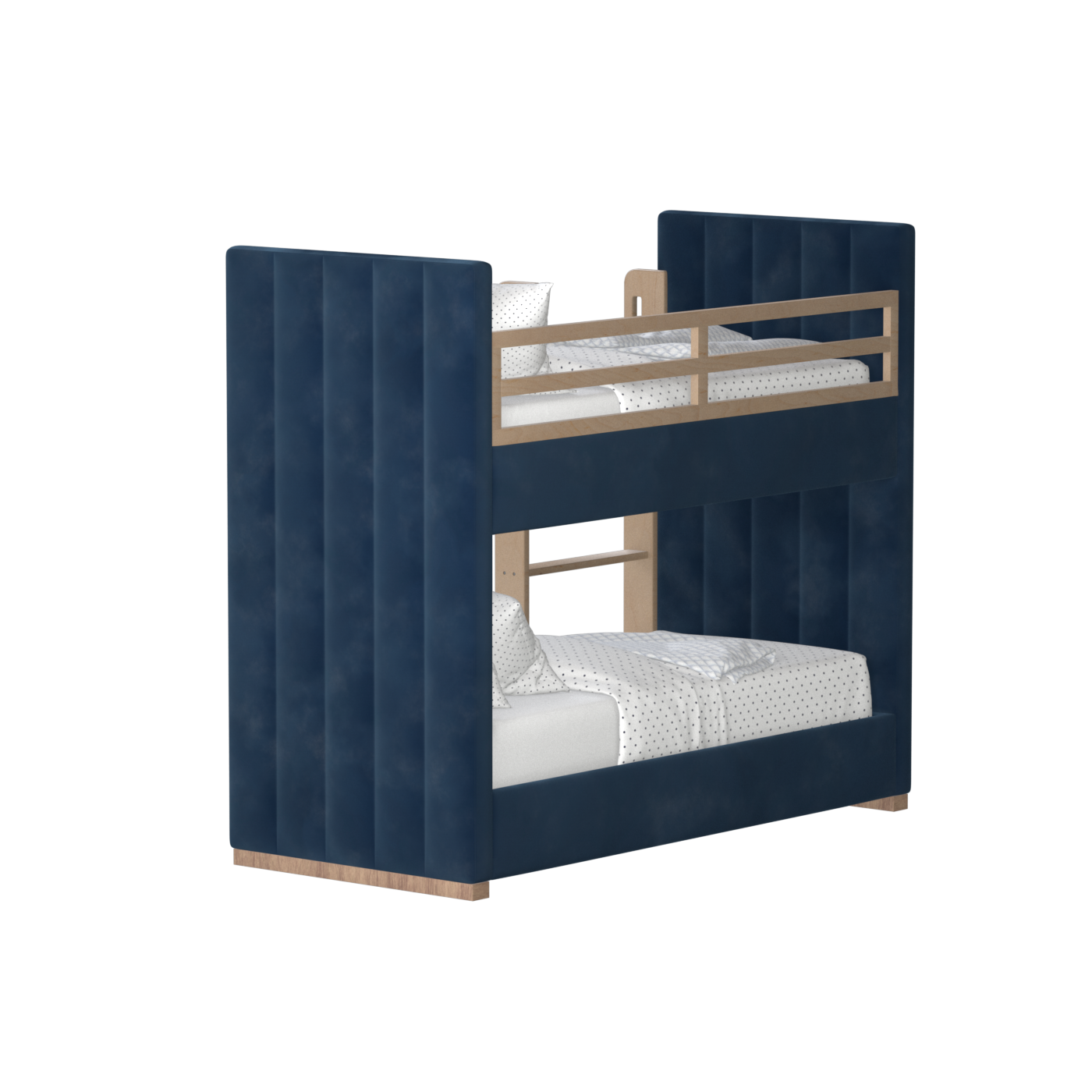 Paolo Bunk Bed with Soft Upholstery and Beechwood Accents