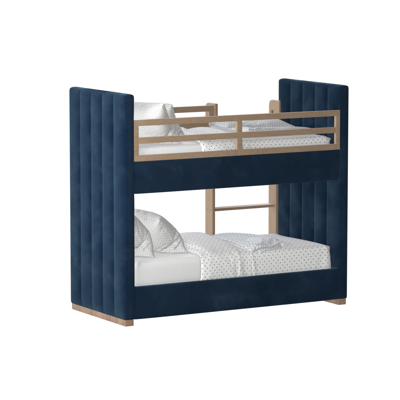 Paolo Bunk Bed with Soft Upholstery and Beechwood Accents
