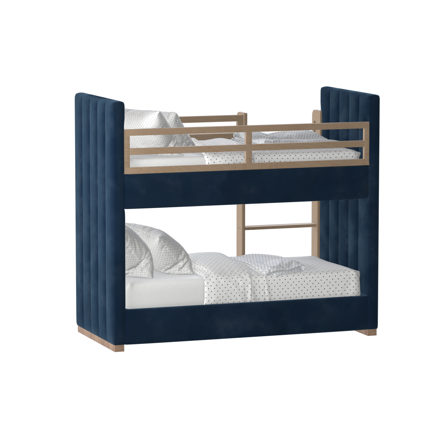 Paolo Bunk Bed with Soft Upholstery and Beechwood Accents