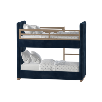 Paolo Bunk Bed with Soft Upholstery and Beechwood Accents