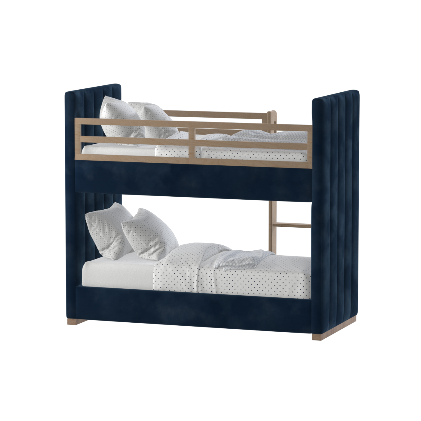 Paolo Bunk Bed with Soft Upholstery and Beechwood Accents