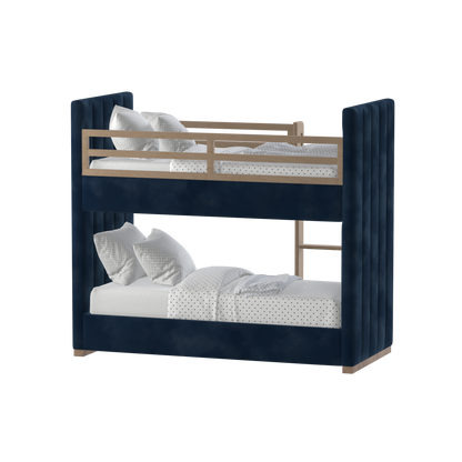Paolo Bunk Bed with Soft Upholstery and Beechwood Accents