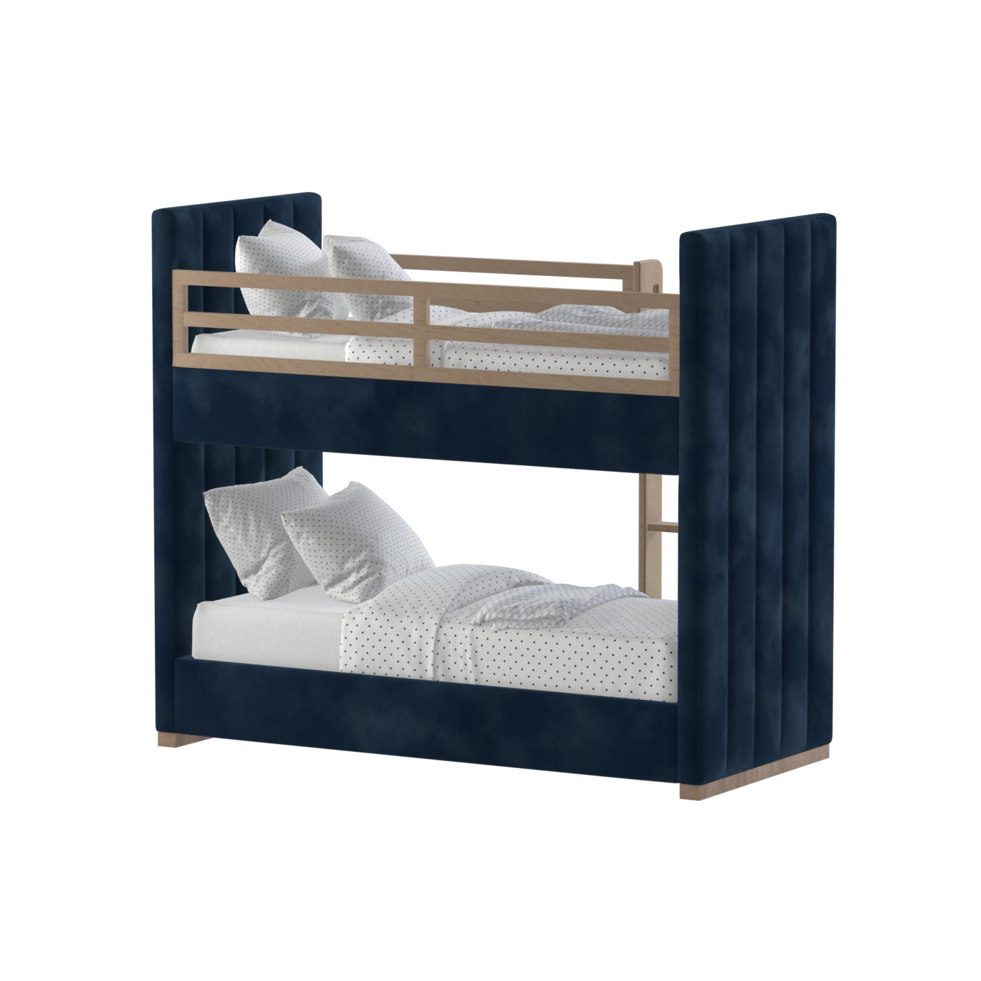 Paolo Bunk Bed with Soft Upholstery and Beechwood Accents