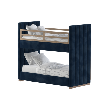 Paolo Bunk Bed with Soft Upholstery and Beechwood Accents
