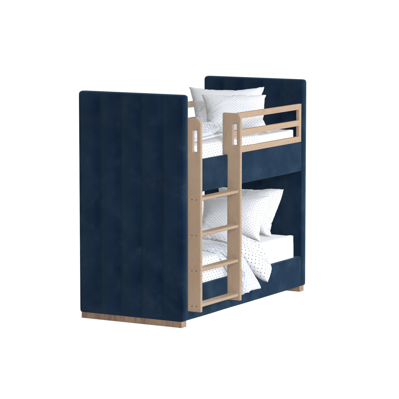Paolo Bunk Bed with Soft Upholstery and Beechwood Accents