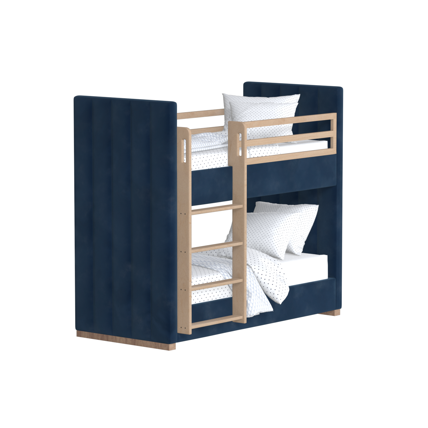 Paolo Bunk Bed with Soft Upholstery and Beechwood Accents