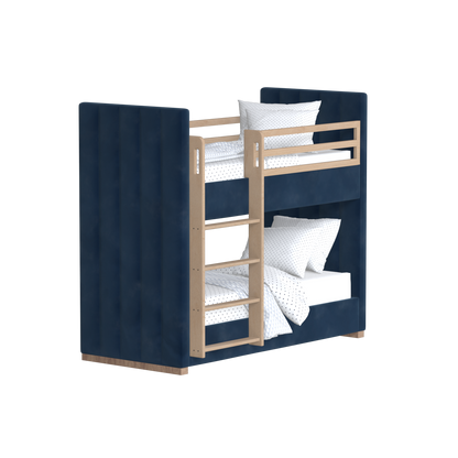 Paolo Bunk Bed with Soft Upholstery and Beechwood Accents