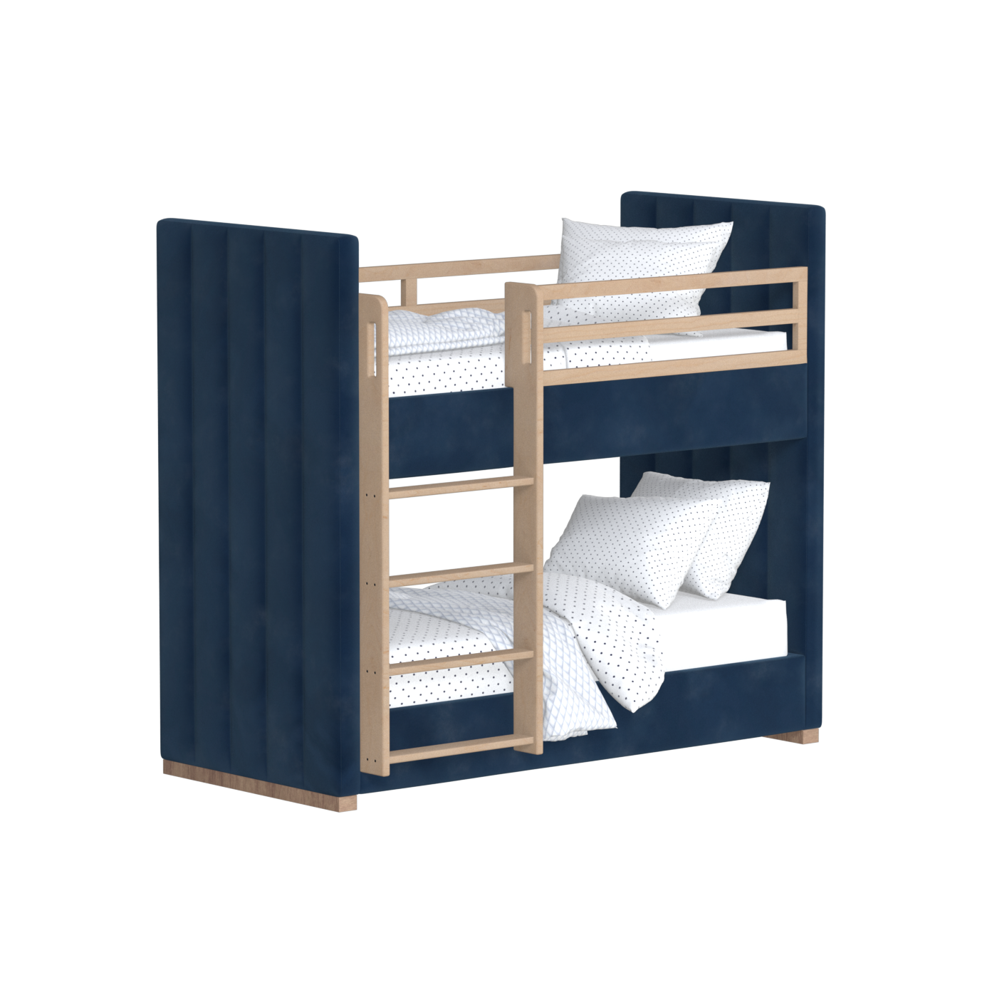 Paolo Bunk Bed with Soft Upholstery and Beechwood Accents