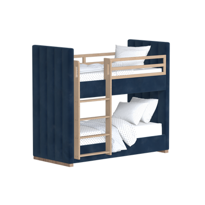 Paolo Bunk Bed with Soft Upholstery and Beechwood Accents