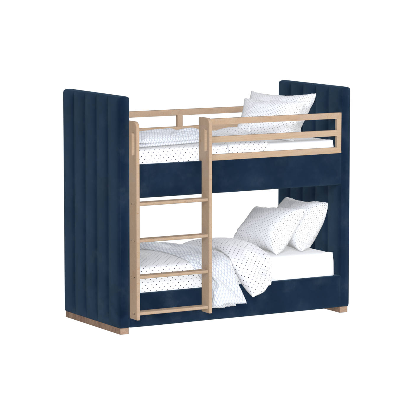 Paolo Bunk Bed with Soft Upholstery and Beechwood Accents