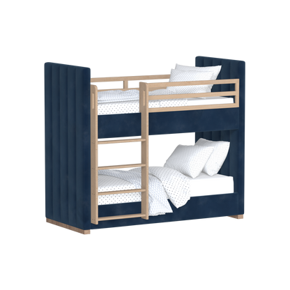 Paolo Bunk Bed with Soft Upholstery and Beechwood Accents
