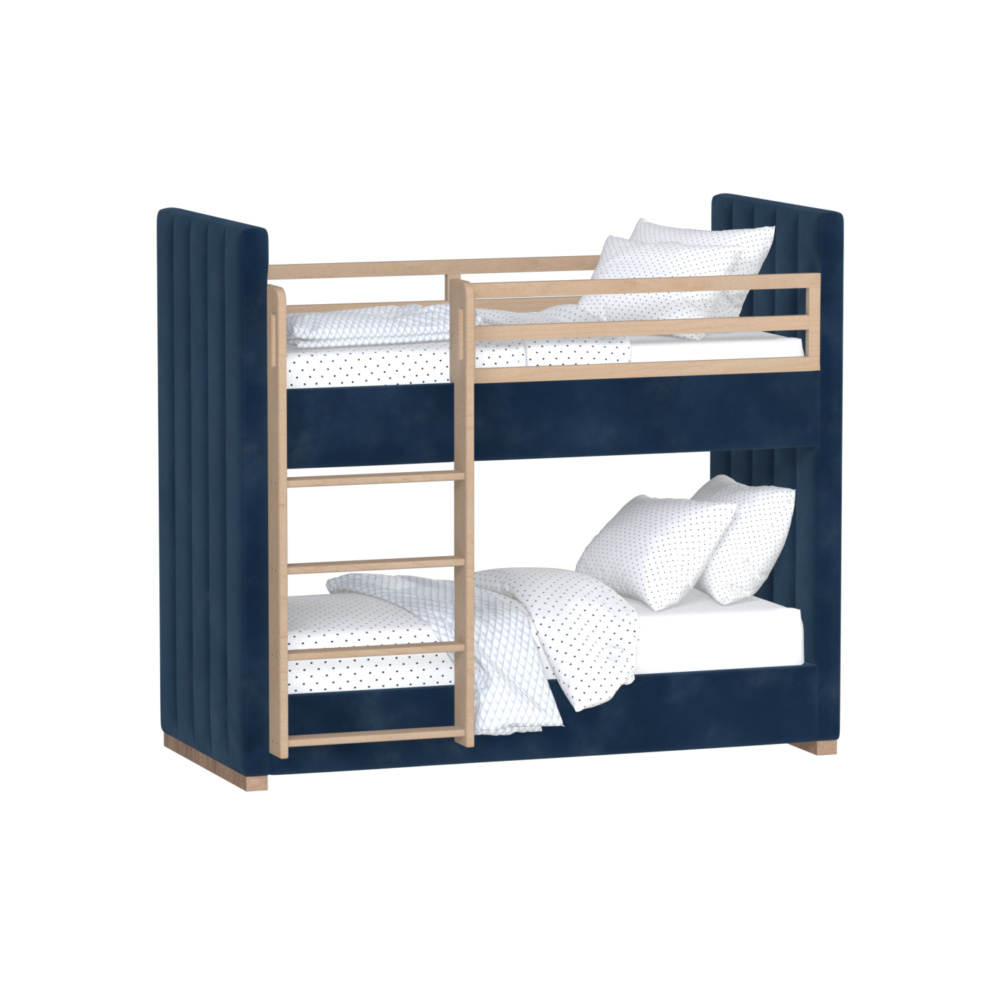 Paolo Bunk Bed with Soft Upholstery and Beechwood Accents